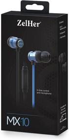 img 1 attached to 🎧 Наушники ZelHer MX-10 с микрофоном - Проводные вкладыши с 10-мм двухкамерными драйверами для исключительного качества звука - Стильные, безпутанные провода (синие)