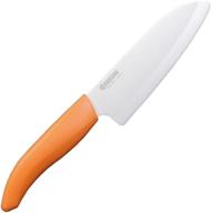 🍊 kyocera fkr-140or нож santoku оранжевого цвета из керамики - серия colorful kitchen логотип