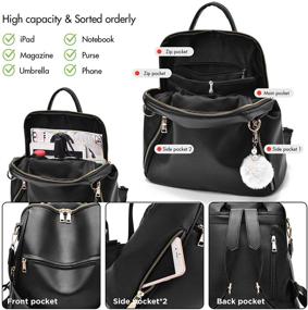 img 1 attached to 🎒 Multifunctional Leather Women's Backpack Purse: Stylish Shoulder Bag, Fashionable School Bag & Cute Girls' Backpack