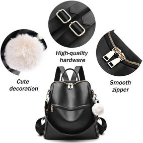 img 2 attached to 🎒 Multifunctional Leather Women's Backpack Purse: Stylish Shoulder Bag, Fashionable School Bag & Cute Girls' Backpack