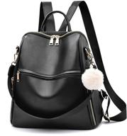 🎒 multifunctional leather women's backpack purse: stylish shoulder bag, fashionable school bag & cute girls' backpack logo