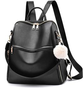 img 4 attached to 🎒 Multifunctional Leather Women's Backpack Purse: Stylish Shoulder Bag, Fashionable School Bag & Cute Girls' Backpack