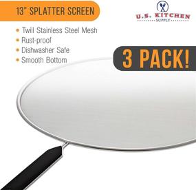 img 2 attached to 🍳 U.S. Kitchen Supply Classic 13" Splatter Screens: Stainless Steel Fine Mesh, Comfort Grip Handles, Safe Cooking Splash Protection Lid - Set of 3