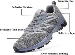 img 2 attached to 👟 PUWAN Men's Reflective Running Shoes: Air Cushion Tennis Sneaker for Training, Walking, and Outdoor Sports