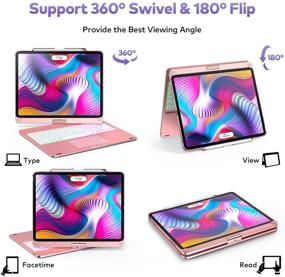 img 2 attached to 🌹 iPad Pro 12.9 Touchpad Keyboard Case 2021/2020/2018, Backlit Keyboard with Touchpad for iPad Pro 12.9 (Rose)