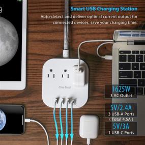 img 3 attached to 💡 Convenient Power Strip with USB C, 3 Outlets & 4 USB Ports - Perfect Desktop Charging Station for Travel, Cruise Ship - ETL Listed