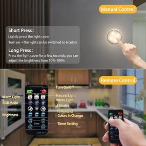 img 3 attached to 🔦 Bawoo Puck Lights with Remote, Long-lasting Battery Powered Wireless Under Cabinet Lights in 16 RGB Colors, Adjustable Brightness for Kitchen & Bedroom - 6 Packs