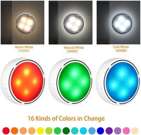 img 2 attached to 🔦 Bawoo Puck Lights with Remote, Long-lasting Battery Powered Wireless Under Cabinet Lights in 16 RGB Colors, Adjustable Brightness for Kitchen & Bedroom - 6 Packs