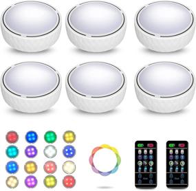 img 4 attached to 🔦 Bawoo Puck Lights with Remote, Long-lasting Battery Powered Wireless Under Cabinet Lights in 16 RGB Colors, Adjustable Brightness for Kitchen & Bedroom - 6 Packs