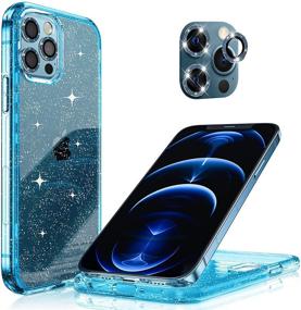 img 4 attached to 📱 Hoerrye iPhone 12 Pro Max Phone Case for Women, with 3 Camera Lens Protectors, PC Hard Cover for Military Grade Protection, Never Yellow, Full Cover 6.7" Accessories - Glitter Blue