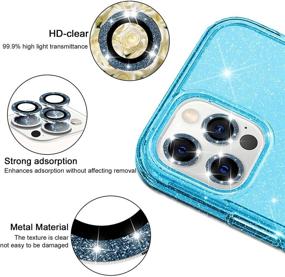 img 2 attached to 📱 Hoerrye iPhone 12 Pro Max Phone Case for Women, with 3 Camera Lens Protectors, PC Hard Cover for Military Grade Protection, Never Yellow, Full Cover 6.7" Accessories - Glitter Blue