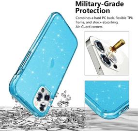 img 1 attached to 📱 Hoerrye iPhone 12 Pro Max Phone Case for Women, with 3 Camera Lens Protectors, PC Hard Cover for Military Grade Protection, Never Yellow, Full Cover 6.7" Accessories - Glitter Blue