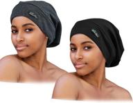 🎩 premium 2-piece adjustable satin lined sleep cap for curly hair, dreadlocks, and braids - unisex design logo