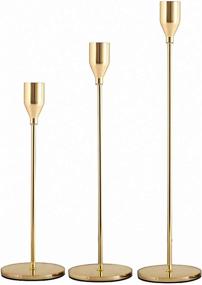 img 4 attached to 🕯️ Tall Metal Candle Holders Set of 3 - Gold Candlestick Stand for Taper Candles, Decorative Centerpiece for Party, Wedding, Dining, Living Room - Fits 3/4 Inch Thick Candles & LED Candles