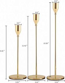 img 2 attached to 🕯️ Tall Metal Candle Holders Set of 3 - Gold Candlestick Stand for Taper Candles, Decorative Centerpiece for Party, Wedding, Dining, Living Room - Fits 3/4 Inch Thick Candles & LED Candles