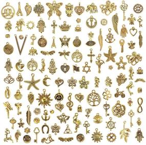 img 4 attached to Wholesale Bulk Charms for Jewelry Making - JuanYa 120Pcs Mixed Antique Gold Charms Pendants for DIY Necklaces, Bracelets, and Jewelry Supplies