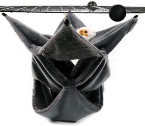 img 4 attached to 🐾 Cozy Plush 3 Tier Small Animal Hammock Bed for Ferrets, Rats, Sugar Gliders, Squirrels, Chinchillas - Warm Hanging Cage Bed Hideout Nap Sack