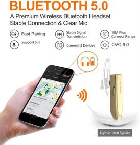 img 1 attached to Link Dream Bluetooth Earpiece For Cell Phone Hands Free Wireless Headset Noise Cancelling Mic 24Hrs Talking 1440Hrs Standby Compatible With IPhone Samsung Android For Driver Trucker (Gold)