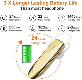 img 2 attached to Link Dream Bluetooth Earpiece For Cell Phone Hands Free Wireless Headset Noise Cancelling Mic 24Hrs Talking 1440Hrs Standby Compatible With IPhone Samsung Android For Driver Trucker (Gold)
