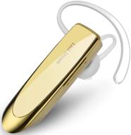 link dream bluetooth earpiece for cell phone hands free wireless headset noise cancelling mic 24hrs talking 1440hrs standby compatible with iphone samsung android for driver trucker (gold) logo