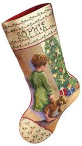 img 1 attached to 🎄 Janlynn Christmas Morning Stocking Cross Stitch Kit 015-0238 - 18" x 10", White