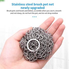 img 2 attached to 🧼 ROLISY 7-Inch Stainless Steel Chainmail Cast Iron Cleaner Set with Silicone Sponge, 2 Hooks - Hygienic, Rust-Proof, and Durable Cookware Cleaner for Skillets, Woks, Pots, and Pans