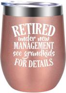 🎁 women's retirement gifts - hilarious retired, funny gifts for women - cheerful happy retirement gifts, colleague, educator, grandmother, pal, nurse - gspy wine tumbler cup логотип