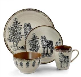 img 3 attached to Exquisite Elama Majestic Stoneware Dinnerware featuring Wolf Design - Elevate Your Dining Experience!