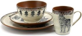 img 1 attached to Exquisite Elama Majestic Stoneware Dinnerware featuring Wolf Design - Elevate Your Dining Experience!