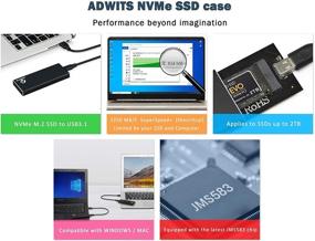 img 3 attached to 💻 Адаптер ADWITS USB 3.1 Gen2 10Gbps Type-C к NVMe M.2 высокой производительности PCIe SSD: совместим с Samsung, WD ADATA, DREVO M.2 NVMe SSD - Черный