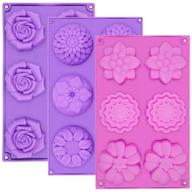 🌸 premium silicone soap molds: aidoit 3 pcs | 6 cavity assorted flower soap mold for diy handmade chocolate, biscuits, cakes, muffins logo