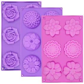 img 4 attached to 🌸 Premium Silicone Soap Molds: AIDOIT 3 PCS | 6 Cavity Assorted Flower Soap Mold for DIY Handmade Chocolate, Biscuits, Cakes, Muffins