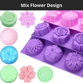 img 3 attached to 🌸 Premium Silicone Soap Molds: AIDOIT 3 PCS | 6 Cavity Assorted Flower Soap Mold for DIY Handmade Chocolate, Biscuits, Cakes, Muffins