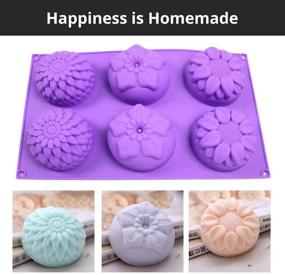 img 2 attached to 🌸 Premium Silicone Soap Molds: AIDOIT 3 PCS | 6 Cavity Assorted Flower Soap Mold for DIY Handmade Chocolate, Biscuits, Cakes, Muffins