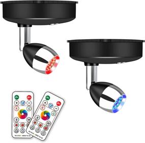 img 4 attached to 💡 2-Pack RGB Wireless Spotlight LED Puck Lights with Remote - Dimmable Battery Operated Accent Lights for Artwork, Painting, Closet - Rotatable Light Head - (RGB Black)