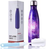 🌌 hgdgears 17oz stainless steel water bottle - double wall vacuum insulated flask - bpa free - leak proof cola shape thermos - brush included - galaxy purple логотип