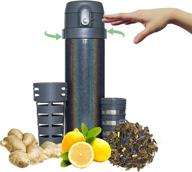 menna one control stainless steel tea infuser travel mug with steeping infuser control for hot and cold beverages logo