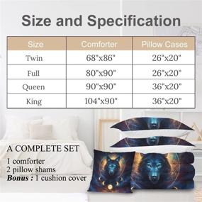 img 3 attached to Wolf Queen Comforter Set - Dream Catcher by JoJoesArt - 4 Piece Galaxy Wolf Bedding Set with Lunar Eclipse Design - Soft, Comfortable, and Machine Washable - Includes 1 Comforter, 2 Pillow Shams, and 1 Cushion Cover