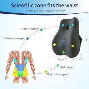 img 2 attached to Ортопедическая накладка для поддержки поясницы с эргономичной подушкой - ортопедическая спинка для снятия боли в спине - памятная пена для поддержки спины в офисном кресле, компьютерном кресле, автокресле, кресле-реклайнере и диване (темно-серый).