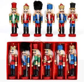 img 4 attached to OurWarm Glittery Nutcracker Ornaments – Set of 6, Christmas Decorations for Xmas Tree and Tables, Nutcracker Figures with Opening Mouths