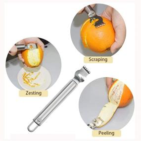 img 2 attached to Newline NY Stainless Steel Fruit Kitchen Helpers Set - Zester Grater with Channel Knife, Apple Cupcake Corer, Fruit and Melon Scooper, Fruit & Veggie Cutting Knife (4-Piece Set)