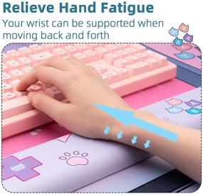 img 2 attached to Набор коврика для мыши и подставки для запястья GeekShare Cute Wrist Rest - прорезиненное основание и поддержка памятия пены для игр и работы на дому (коврик для мыши и подставка для запястья)