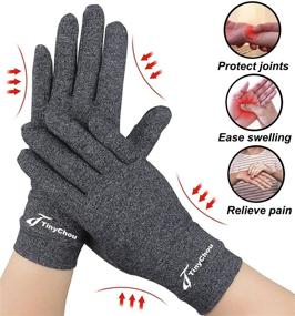 img 1 attached to 🧤 2 Pairs Compression Arthritis Gloves - Full Finger Support and Warmth for Hands, Finger Joints - Relieve Pain from Rheumatoid, Osteoarthritis, RSI - Women Men (Medium, 2 Pairs)