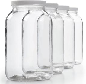 img 3 attached to 🍯 4 Pack of 1 Gallon Glass Jars with Plastic Airtight Lid - Wide Mouth, Easy Clean, Dishwasher Safe - Ideal for Kombucha, Kefir, Canning, Fermentation, Food Storage - Includes Muslin Cloth and Rubber Band