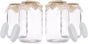 img 2 attached to 🍯 4 Pack of 1 Gallon Glass Jars with Plastic Airtight Lid - Wide Mouth, Easy Clean, Dishwasher Safe - Ideal for Kombucha, Kefir, Canning, Fermentation, Food Storage - Includes Muslin Cloth and Rubber Band