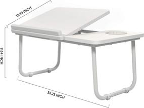 img 3 attached to Spessn White Laptop Table for Bed - Portable Foldable Desk 🛏️ with Cup Holder for Eating, Writing, Study and Drawing on Sofa or Couch