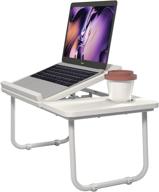 spessn white laptop table for bed - portable foldable desk 🛏️ with cup holder for eating, writing, study and drawing on sofa or couch logo