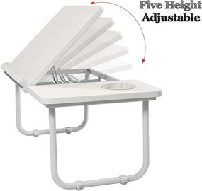 img 1 attached to Spessn White Laptop Table for Bed - Portable Foldable Desk 🛏️ with Cup Holder for Eating, Writing, Study and Drawing on Sofa or Couch