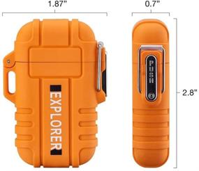 img 3 attached to 🔥 Orange USB Rechargeable Dual Arc Plasma Lighter - Windproof and Waterproof Flameless Electric Lighter with Emergency Whistle for Outdoor Adventures, Survival, Tactical Camping