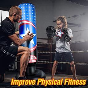 img 1 attached to 🥊 Lynkktoy Inflatable Punching Bag for Kids: 63 Inch Fitness Boxing Bag Stand with Gloves - Ideal for MMA, Karate, Taekwondo - Great Gift for Kids (Ages 3+)